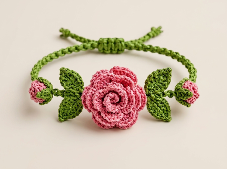 Crochet Flower Bracelet