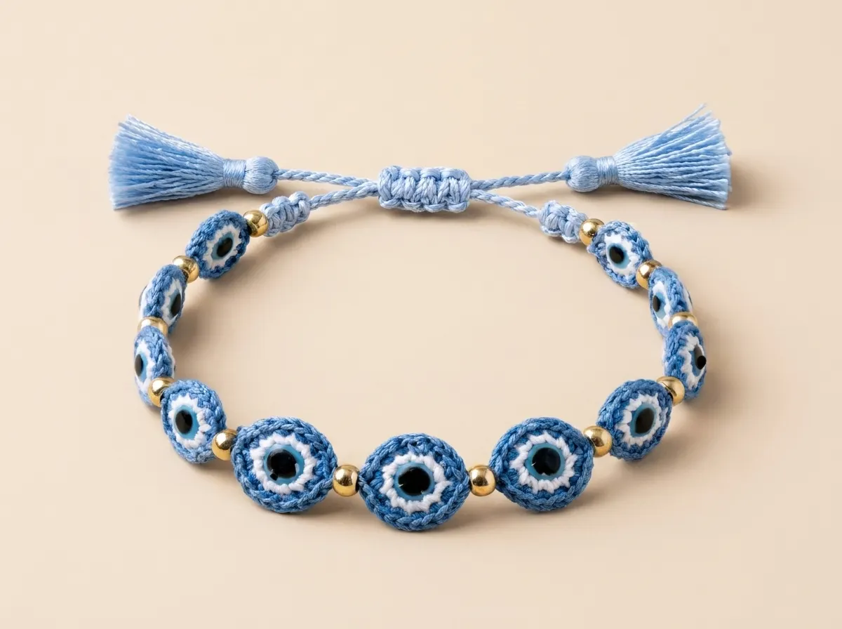 Crochet Evil Eye Bracelet