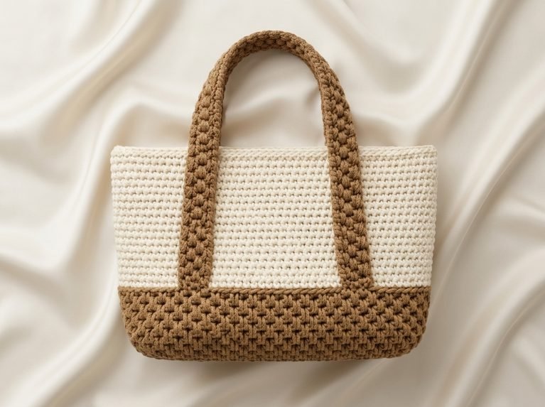 two-tone crochet bag