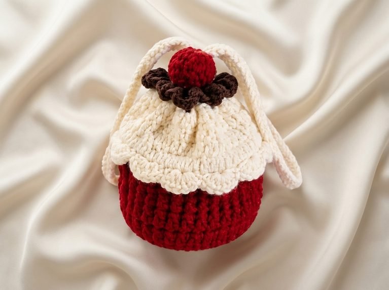 crochet cup cake bag