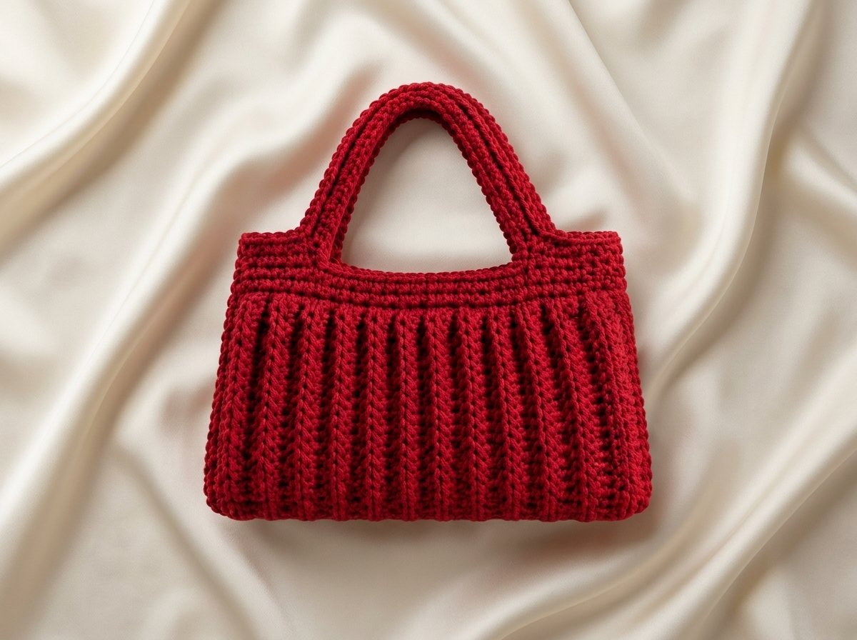 Red Textured Crochet Handbag