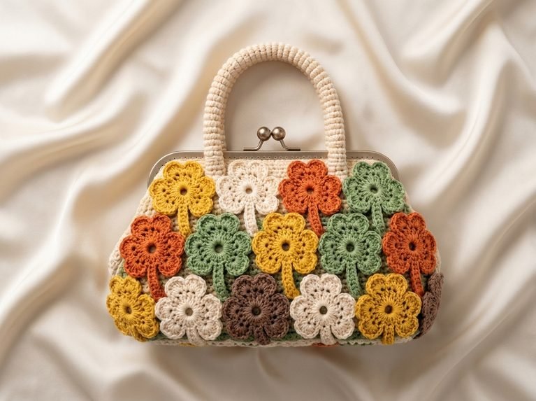 crochet flower motif bag