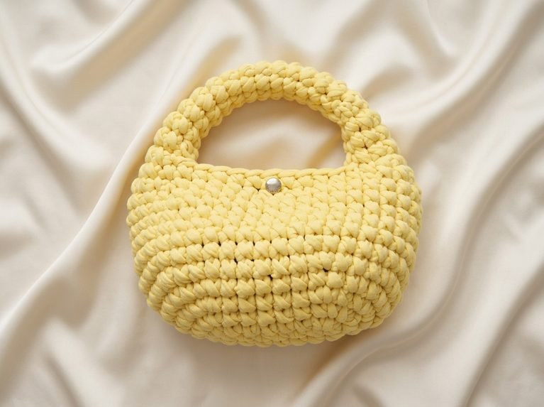 yellow crochet jelly bag