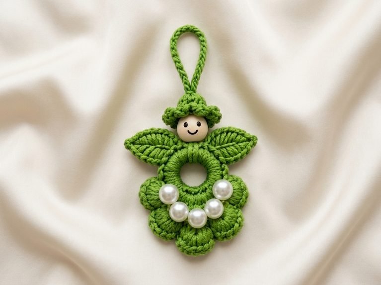 green crochet can-tab doll