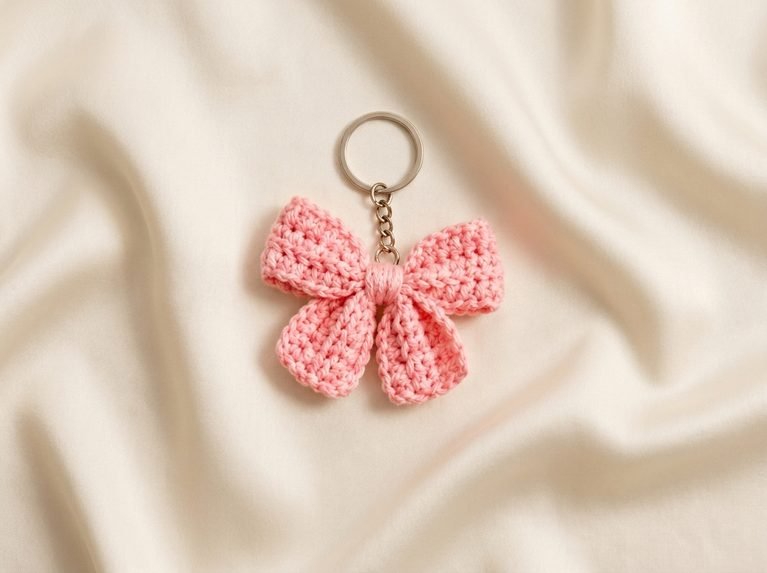 crochet bow keychain