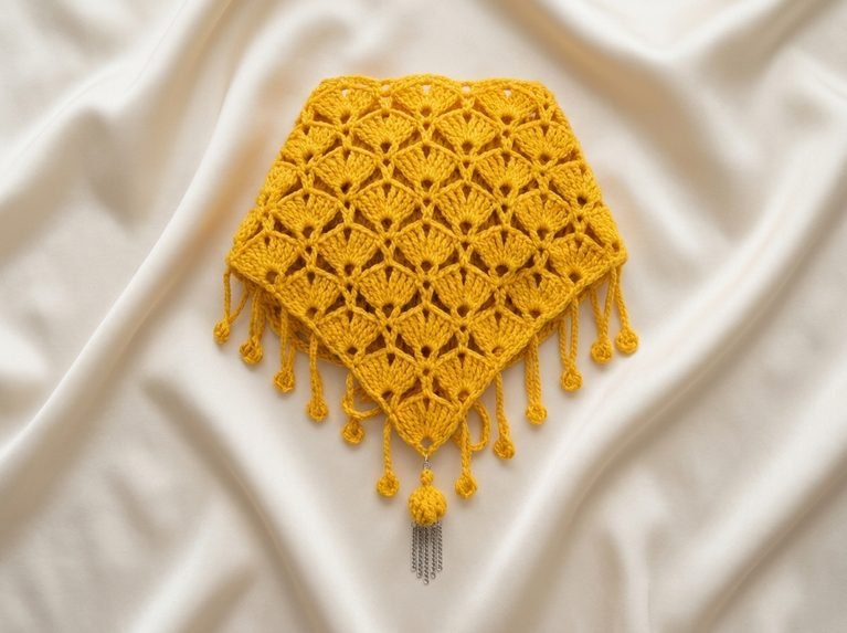 Golden Crochet Triangle Bandana