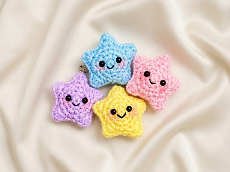 crochet star keychain